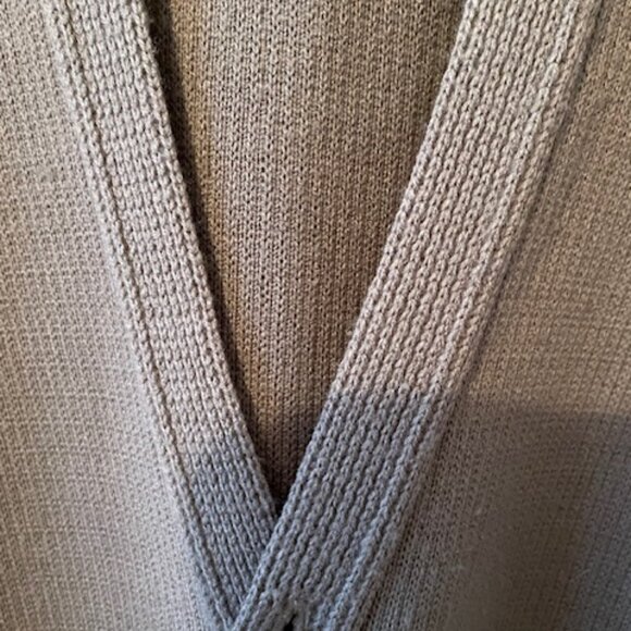 Grandfather Cardigan VTG Moores (mde in Canada ) taupe/dk beige sweater Sz L - Picture 12 of 15